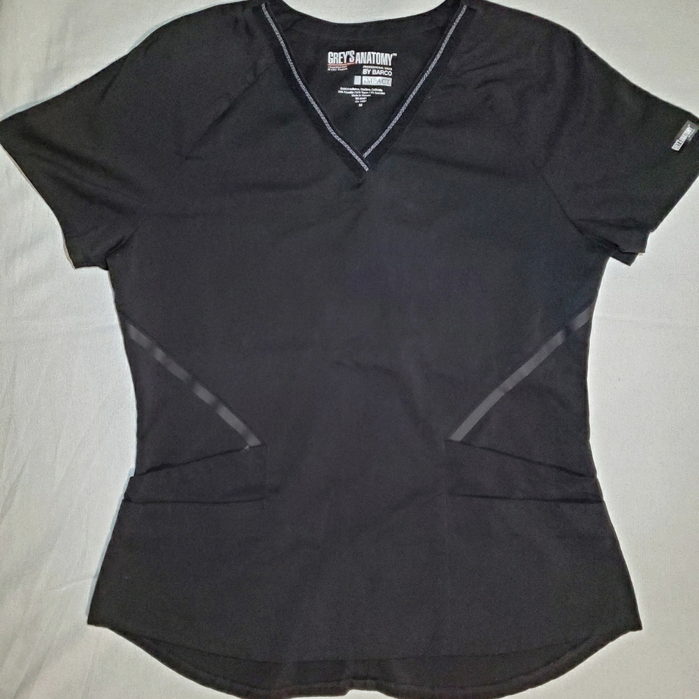NWOT Grey's Anatomy ladies black scrub top, M